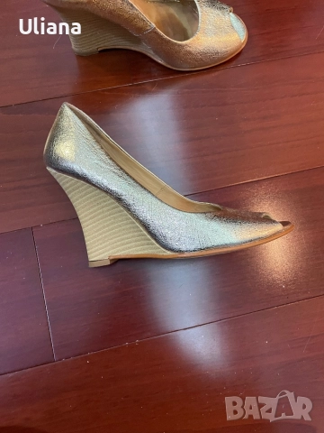 Дамски елегантни златни обувки Sara Pen кожа, снимка 3 - Дамски обувки на ток - 51919154
