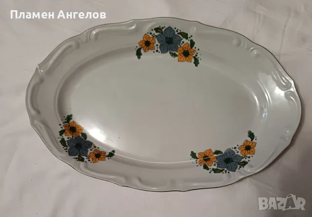 Стар български порцелан плато елипса