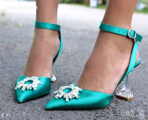 Сандали на ток - зелени - 8010, снимка 2 - Сандали - 37181131