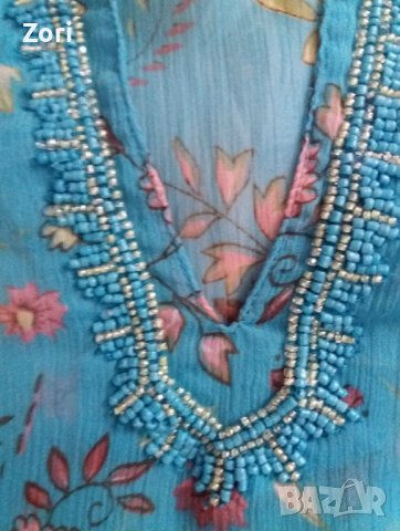 КРАСИВА синя риза на цветчета в бохо стил - шифон, снимка 2 - Ризи - 38511699