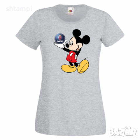 Дамска тениска Mickey Mouse SAAB .Подарък,Изненада,, снимка 4 - Тениски - 36528878