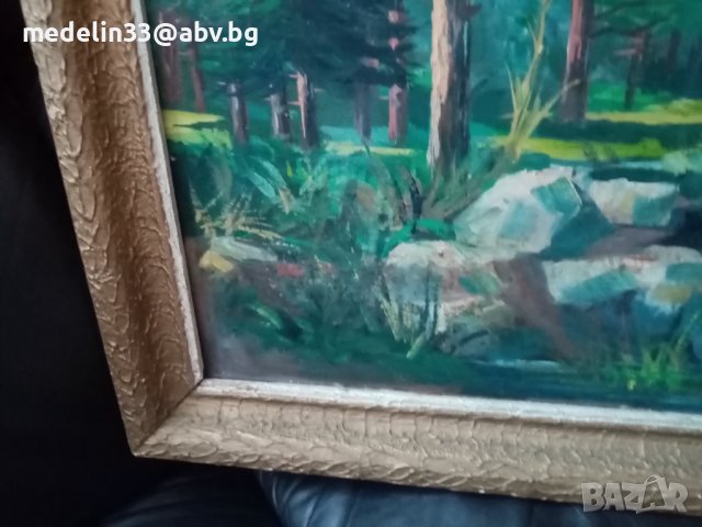 Стара голяма картина, масло, платно 95/65 см, снимка 6 - Антикварни и старинни предмети - 36787261