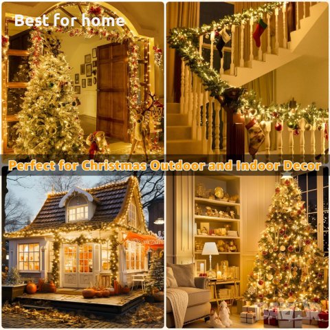 Ollny Коледни светлини Outdoor 800LED 82м, топла бяла лампа с дистанционно,8 режима, снимка 2 - Лед осветление - 43092832