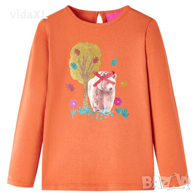 Детска тениска с дълъг ръкав, опушено оранжево, 104（SKU:13805, снимка 1 - Детски тениски и потници - 44858697