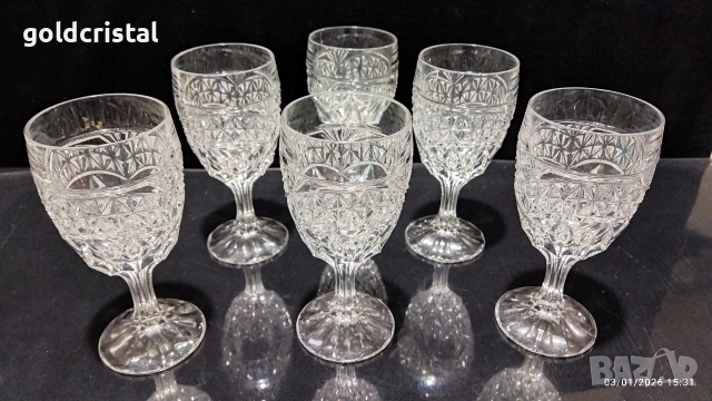 Ретро кристални чаши за вино , снимка 2 - Антикварни и старинни предмети - 23832450