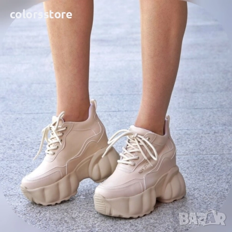 Кецове на платформа - бежова кожа - PA200 