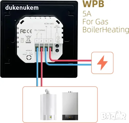 WiFi Смарт термостат за газов котел, Alexa и Google Home, снимка 5 - Друга електроника - 49582906