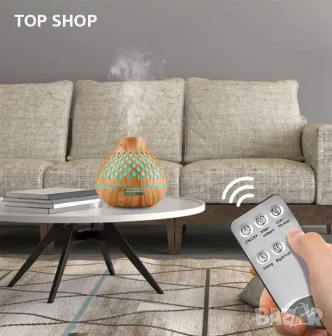 Junlic Aroma Diffuser 400 ml, ултразвуков овлажнител с осветление, снимка 2 - Декорация за дома - 48647760