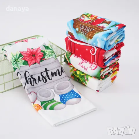 5499 Кухненска коледна кърпа с принт, 57x40 cm, снимка 2 - Хавлиени кърпи - 48153111