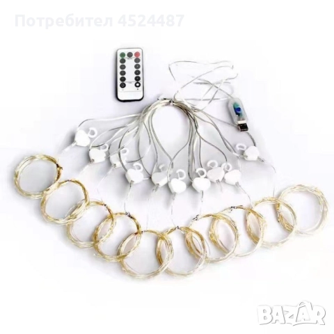 Коледни лампички с 300 LED лампи, 3 метра на 3 метра, коледна завеса с дистанционно. , снимка 6 - Декорация за дома - 52525932