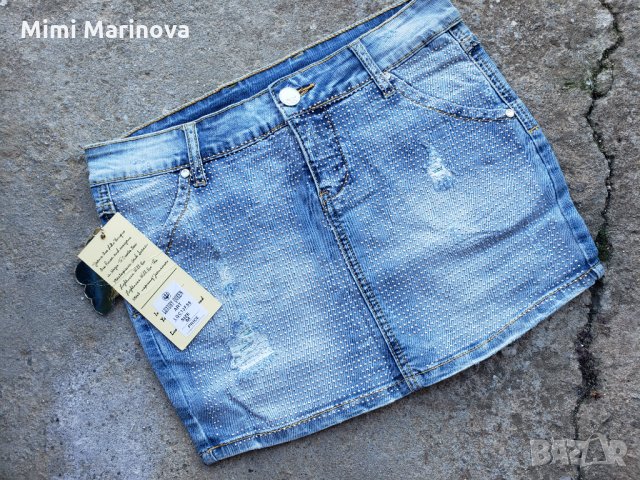 Дънкова пола с пулчета , снимка 1