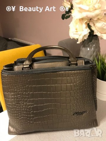 Дамска  чанта , сив цвят - “ FRAPAN “, снимка 8 - Чанти - 27368062