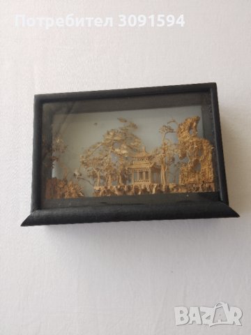  ВИНТИДЖ КИТАЙСКА РЪЧНО РЕЗБОВАНА КОРКОВА ДИОРАМА  ПРОИЗВЕДЕНАВЪВ ФУДЖИАН КИТАЙ   Размер  18см/13см,, снимка 12 - Антикварни и старинни предмети - 43172107