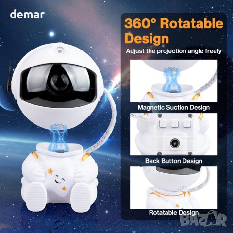 Астронавт LED звезден проектор с мъглявина и дистанционно управление, снимка 4 - Други - 43572882