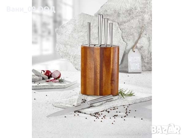 Сет ножове с дървена поставка, снимка 2 - Аксесоари за кухня - 36776000
