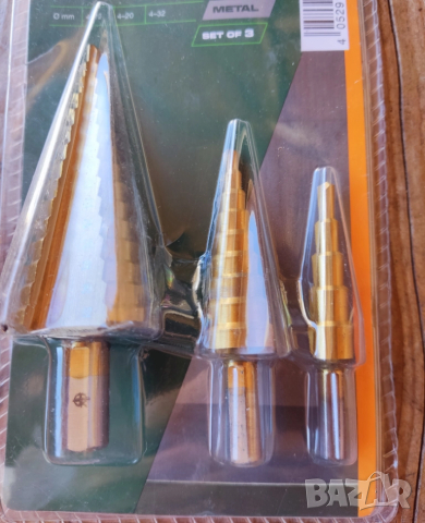 Комплект степенчати свредла от 4 до 32 мм.  -  3 бр. Кобалтова стъпкова бургия Внос от Англия., снимка 2 - Други инструменти - 51787142