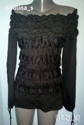 Шармантна дизйнерска блуза тип туника с открити рамене"ANNE FONATAINE", снимка 2 - Блузи с дълъг ръкав и пуловери - 28248358