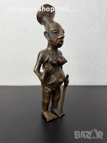 Африканско изкуство бронзува статуетка №7428, снимка 2 - Антикварни и старинни предмети - 51940311