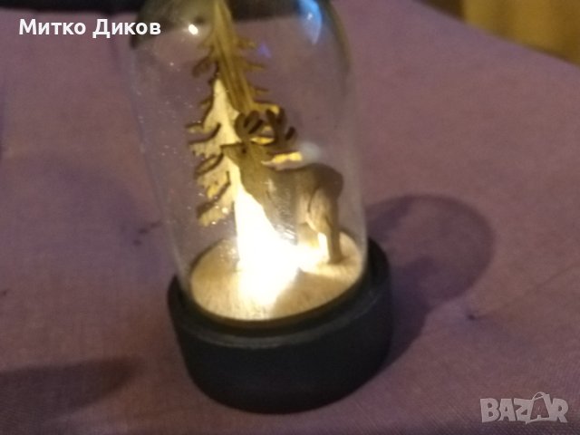 Новогодишна украса елен и бор свети Н-95 фи 57 с две батерии LR-44 свети Н-95мм и фи-57мм, снимка 10 - Декорация за дома - 43038103