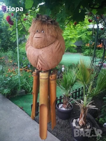 Вятърен звънец от дърво Маймуна, снимка 5 - Градински мебели, декорация  - 40116254