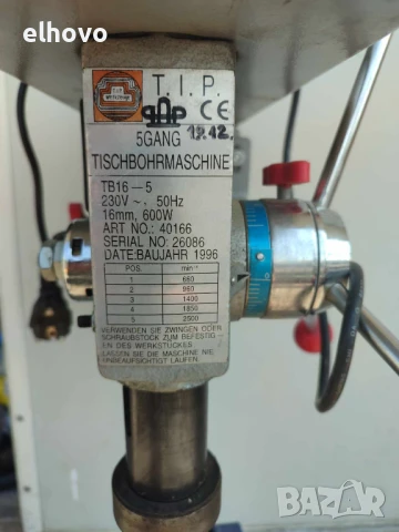 Настолна бормашина T.I.P. TB16, снимка 5 - Бормашини - 50720618