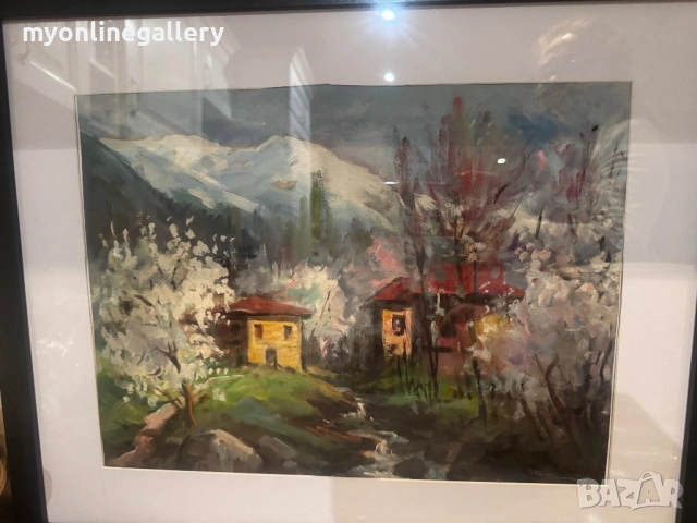 Стара картина Стоян Кирязов масло на картон, снимка 5 - Картини - 53204103