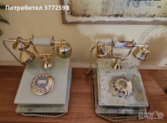 Старинен ретро домашен телефон POST DFeAp 320 от бронз и мрамор, снимка 5 - Други ценни предмети - 43021180