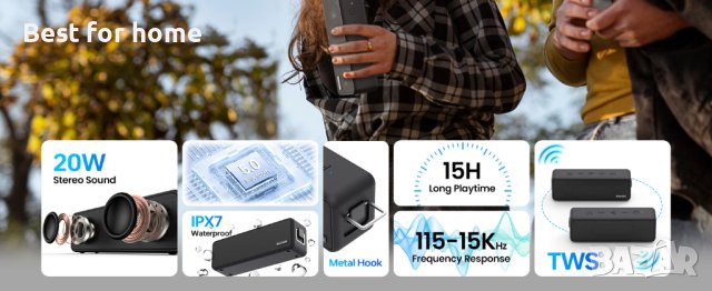 Висококачествена мощна колона Raymate R5 IPX7, снимка 5 - Bluetooth тонколони - 43591151