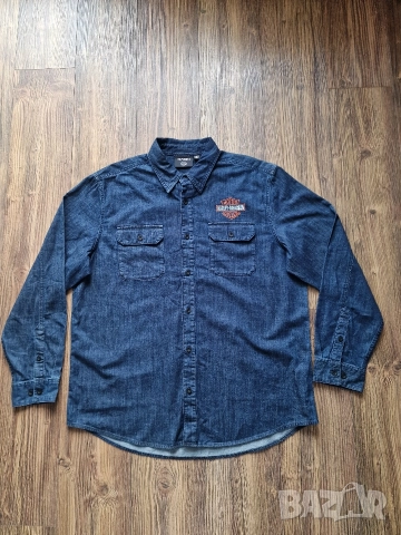 Страхотна мъжка дънкова риза HARLY DAVIDSON, размер XL, снимка 3 - Ризи - 52800667