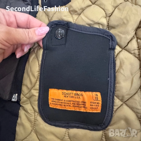 Мъжко подплатено яке Schott NYC, черно, размер S, снимка 5 - Якета - 52571721