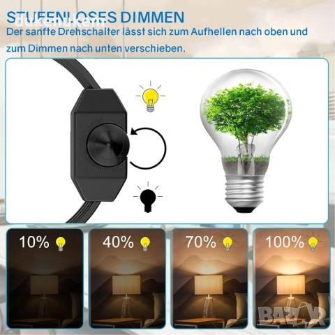 LED димер с ключ и кабел 1 м – 220–250V, до 100W, снимка 3 - Други - 53173649