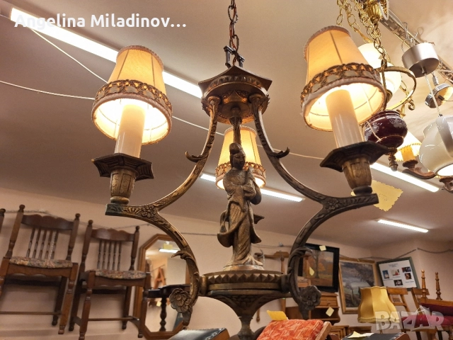 Винтидж полилей месинг , снимка 4 - Полилеи - 51924219
