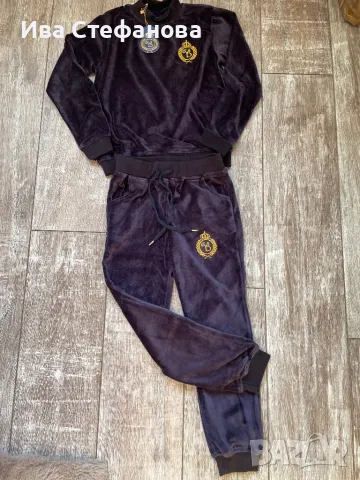 Нов плюшен тъмно син детски  сет комплект от две части , горнище и долнище кадифена прегръдка , снимка 2 - Детски комплекти - 47292292