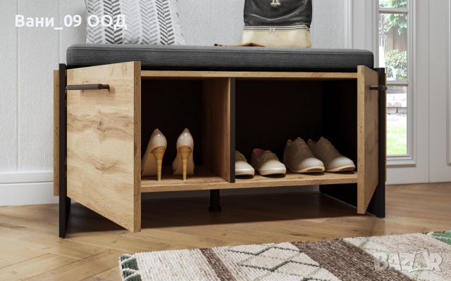 Стабилен шкаф за обувки с възглавница за сядане, снимка 2 - Шкафове - 36805134