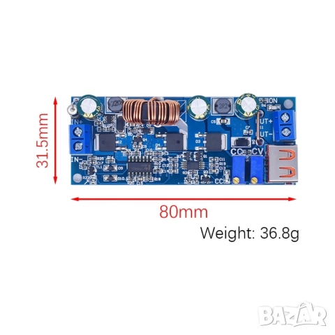 Повишаващ DC/DC модул 2-24V към 3-30V 4A 80W, снимка 5 - Друга електроника - 51452841