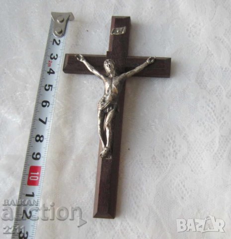  Стар кръст, разпятие, религия, дърво и метал..., снимка 2 - Други ценни предмети - 28872700