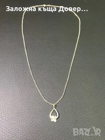 Бяло Злато синджир висулка медальон циркон zlaten 14 K 585 gold , снимка 4 - Колиета, медальони, синджири - 49815774