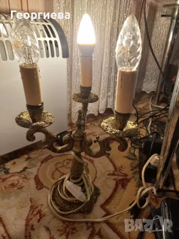 Красива бронзова лампа, снимка 6 - Антикварни и старинни предмети - 48524035