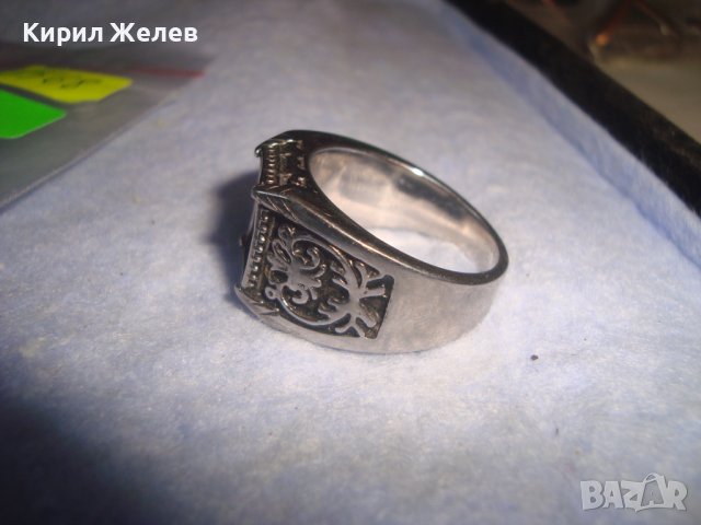 СТАР СРЕБРИСТ ОРНАМЕНТИРАН АРТ ПРЪСТЕН НЕРЪЖДАЕМА СТОМАНА с ГНЕЗДО за ВГРАЖДАНЕ на КАМЪК 8568, снимка 5 - Пръстени - 37420160
