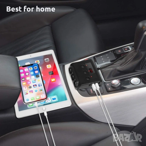  Kingwei адаптер за зареждане за запалка, 4 USB порта, превключвател за iPhone, iPad и др, снимка 7 - Друга електроника - 53536629