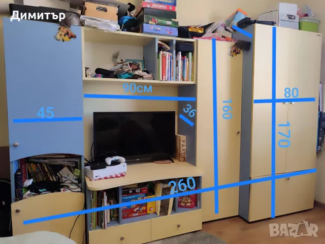 Секция + гардероб + ъглова етажерка, снимка 3 - Секции и витрини - 49969853