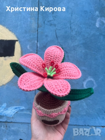 Плитено на една кука цвете в саксия , снимка 2 - Декорация за дома - 52094756