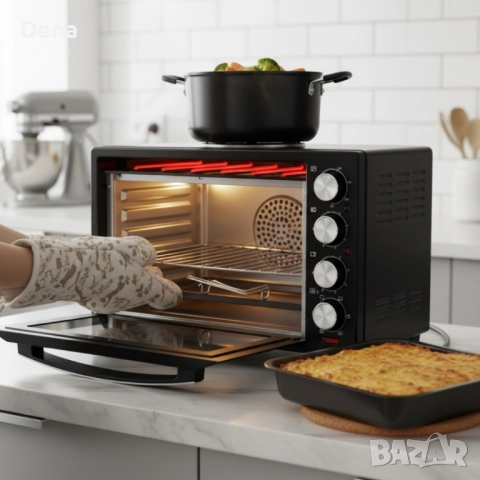 Компактна печка Termomax – фурна + два керамични котлона в едно, снимка 4 - Печки, фурни - 52464225