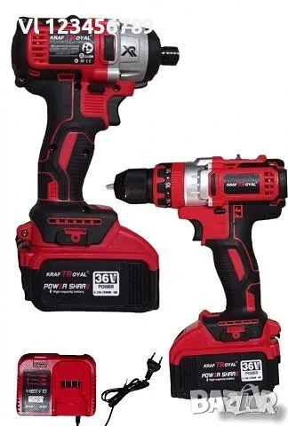 Акумулаторни ударен гайковърт и винтоверт 36V 8,0AH KRAFT ROYAL комплект, снимка 8 - Бормашини - 50748729