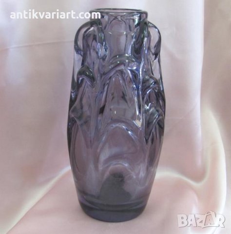 Стара Мурано Кристално Стъкло масивна виолетова Ваза, снимка 10 - Антикварни и старинни предмети - 27621105