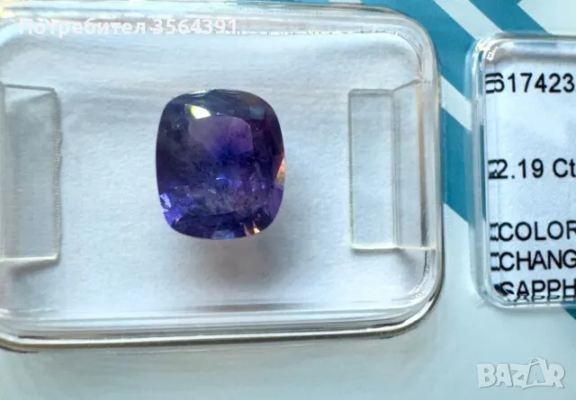 Сапфир Кашмир 2.19кт сертификат igi , снимка 7 - Други - 47493128