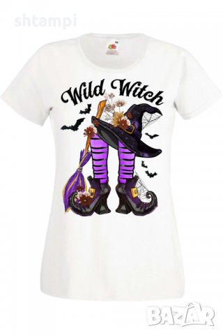 Дамска тениска Wild Witch,Halloween,Хелоуин,Празник,Забавление,Изненада,Обичаи,