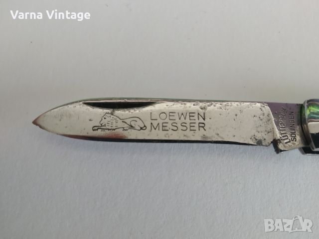 Стар колекционерски сгъваем нож Loewen Messer Solingen Германия. марк., снимка 6 - Колекции - 44908228