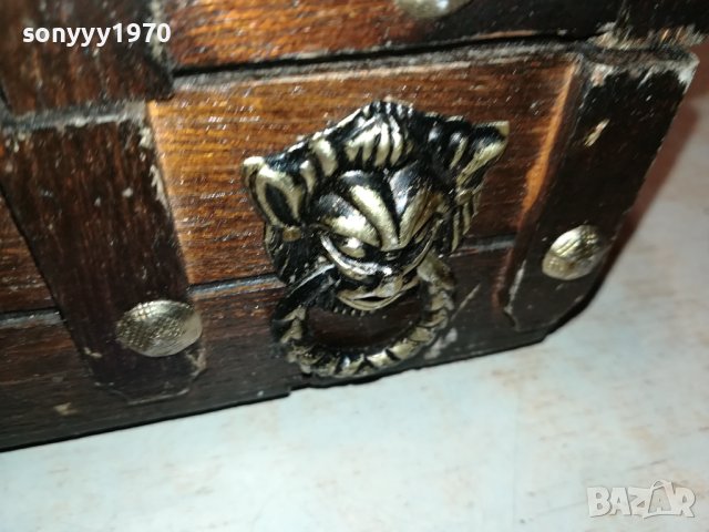 ДЪРВЕНА КУТИЯ КОВЧЕЖЕ С ОБКОВ ВНОС ФРАНЦИЯ 0201241922, снимка 9 - Антикварни и старинни предмети - 43626604