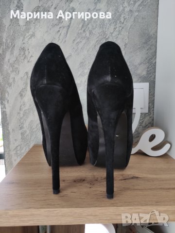 Дамски велурени обувки на висок ток, снимка 6 - Дамски обувки на ток - 37010202